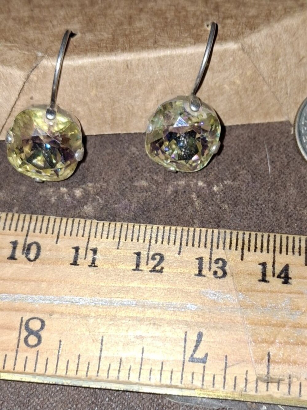 Crystal Drop Silvertone Leverback Hook Earrings Jewelry Rainbow 10mm - Picture 4 of 12